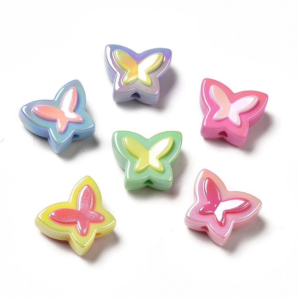 

PandaHall Two Tone UV Plating Rainbow Iridescent Acrylic Beads, Butterfly, Mixed Color, 16.5x20x10.5mm, Hole: 2.5mm Acrylic Butterfly..., Multicolor
