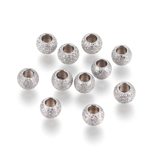 

PandaHall 304 Stainless Steel Textured Spacer Beads, Round, Stainless Steel Color, 3x2mm, Hole: 1.5mm 304 Stainless Steel Round