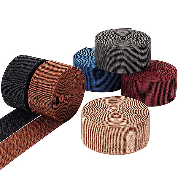 

PandaHall 15M 6 Colors Polyester Thick Elastic Wide Band, for Webbing Garment Sewing Accessories, Flat, Mixed Color, 39mm, about..., Multicolor