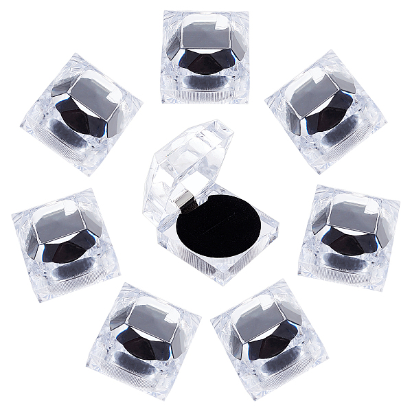 Chgcraft 24 個ブラッククリアリングボックス透明プラスチックリングボックススクエアクリスタルリングギフトボックスジュエリーリングイヤリング結婚式のプロポーズ
