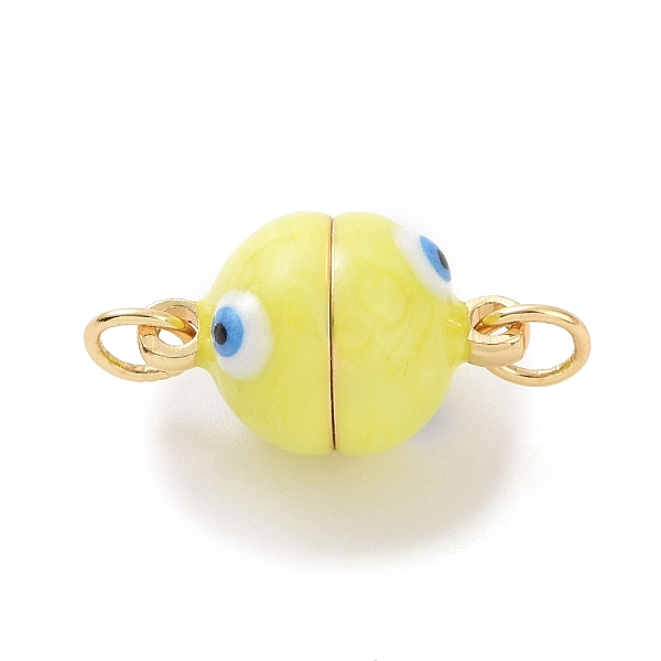 

PandaHall Brass Magnetic Clasps, with Enamel, Round with Evil Eye, Real 18K Gold Plated, Yellow, 16x10mm, Hole: 3mm Brass+Enamel Round...