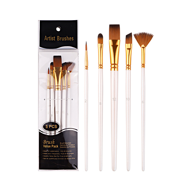 

PandaHall Painting Brush Set, Nylon Brush Head with Wooden Handle and Gold Plated Aluminium Tube, for Watercolor Painting Artist...