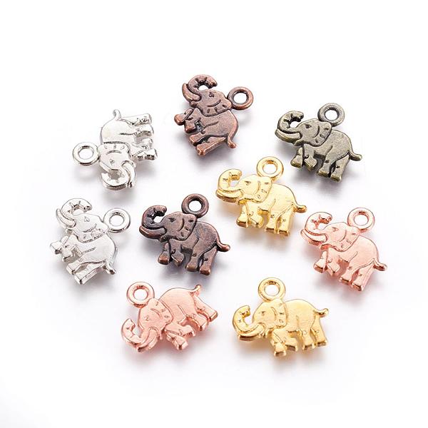 

PandaHall Alloy Charms, Elephant, Mixed Color, 13x12x1mm, Hole: 1.5mm Alloy Elephant
