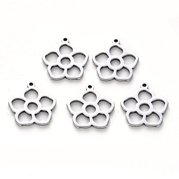 

PandaHall 304 Stainless Steel Pendants, Laser Cut, Flower, Stainless Steel Color, 17x15.5x1mm, Hole: 1.2mm 304 Stainless Steel Flower