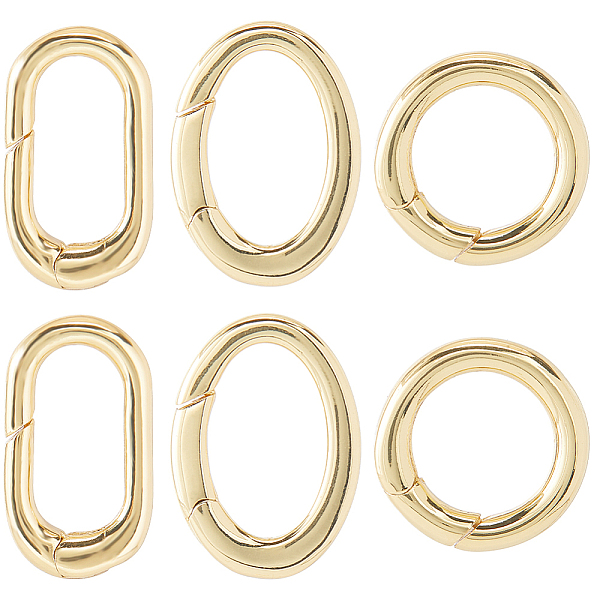 

PandaHall SUNNYCLUE 6Pcs 3 Styles Rack Plating Brass Spring Gate Rings, Cadmium Free & Nickel Free & Lead Free, Long-Lasting Plated, Real...