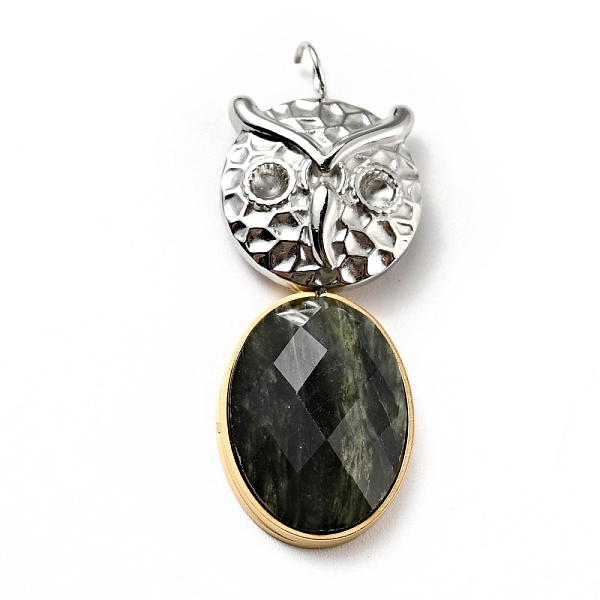 

PandaHall Faceted Natural Line Jasper Pendants, with Ion Plating(IP) 304 Stainless Steel Findings, Owl & Oval Charms, Golden & Stainless...