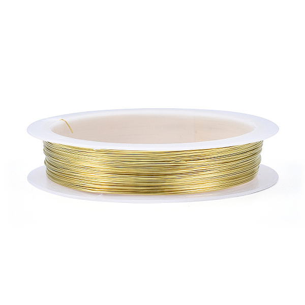

PandaHall Round Craft Copper Wire, Nickel Free, Golden, 0.3mm , about 82.02 Feet(25m)/roll Copper Round Gold