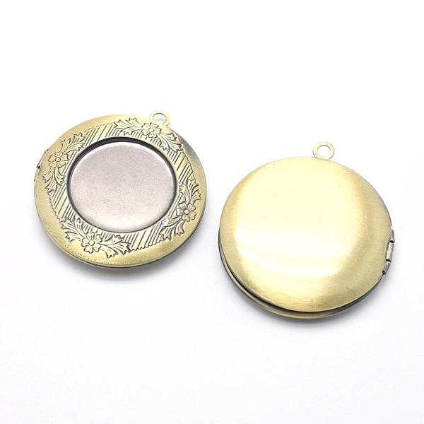 

PandaHall Brass Locket Pendants, Photo Frame Charms for Necklaces, Cadmium Free & Nickel Free & Lead Free, Flat Round, Brushed Antique...