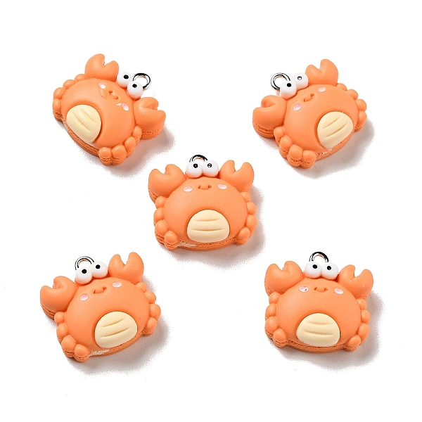 

PandaHall Opaque Resin Pendants, Crab Charm, with Platinum Tone Iron Loops, Dark Orange, 21x21x8mm, Hole: 2x2.7mm Iron+Resin Crab