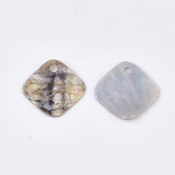 

PandaHall Natural Akoya Shell Charms, Mother of Pearl Shell Pendants, Rhombus, Tan, 14x14x1mm, Hole: 1.4mm, Diagonal Length: 14mm, Side..., Orange