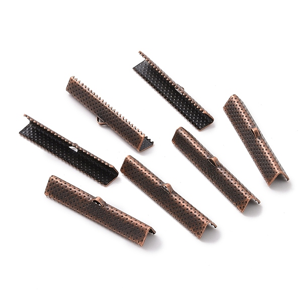 

PandaHall Iron Ribbon Crimp Ends, Red Copper, 8x40mm, Hole: 1mm Iron