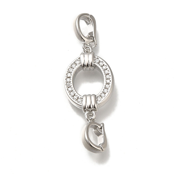 

PandaHall Brass Micro Pave Clear Cubic Zirconia Fold Over Clasps, Ring, Platinum, 38x13x4mm Brass+Cubic Zirconia Round