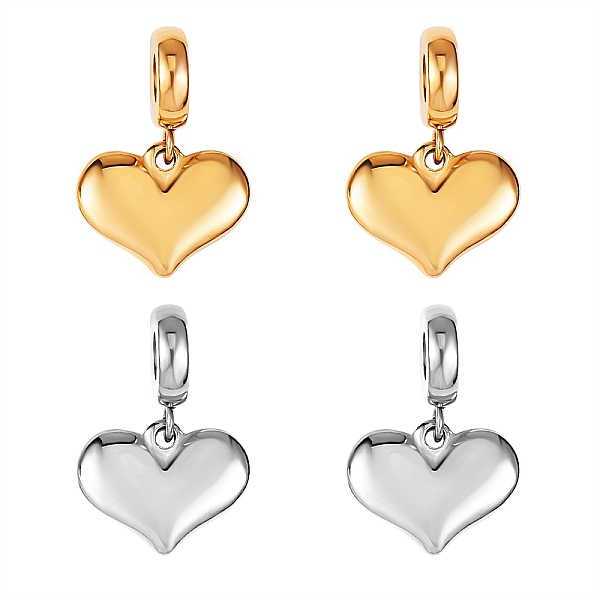 

PandaHall 4Pcs 2 Colors 304 Stainless Steel European Dangle Charms, Large Hole Pendants, Heart, Mixed Color, 21.5mm, Hole: 4mm, Heart...