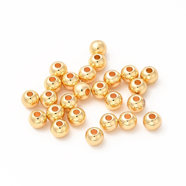 

PandaHall Brass Beads, Round, Real 18K Gold Plated, 6x5mm, Hole: 2mm Brass Round