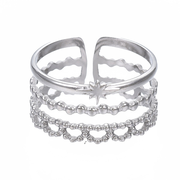 

PandaHall 304 Stainless Steel Star Open Cuff Ring, Hollow Chunky Ring for Women, Stainless Steel Color, US Size 7 3/4(17.9mm) 304 Stainless...