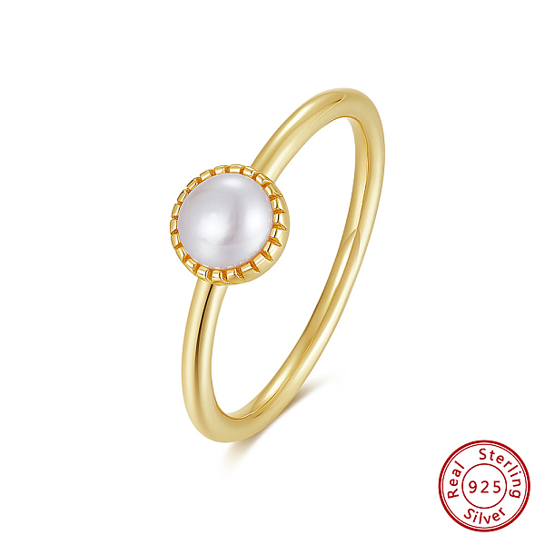 

PandaHall 925 Sterling Silver with Natural Freshwater Pearls Rings, Round, Real 14K Gold Plated, US Size 6(16.5mm) Sterling Silver Round..., White