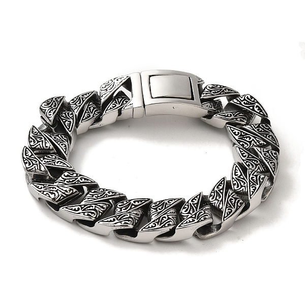 

PandaHall 304 Stainless Steel Cuban Link Chain Bracelets for Women Men, Antique Silver, 9-1/4 inch(23.5cm) 304 Stainless Steel