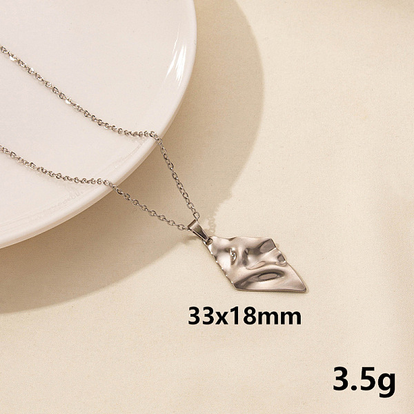

PandaHall Stainless Steel Rhombus Pendant Necklaces, Cable Chain Necklaces, Real 18K Gold Plated Stainless Steel