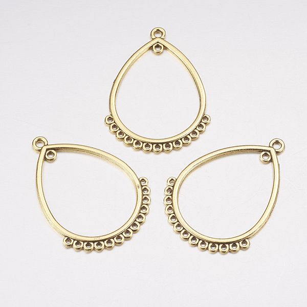 

PandaHall Tibetan Style Connectors, Alloy, Lead Free and Cadmium Free, Teardrop, Antique Golden Color, Size: about 47mm long, 36mm wide...