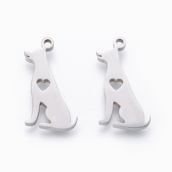 

PandaHall 201 Stainless Steel Pendants, Manual Polishing, Dog with Heart, Stainless Steel Color, 18x9.5x1.5mm, Hole: 1.2mm 201 Stainless...