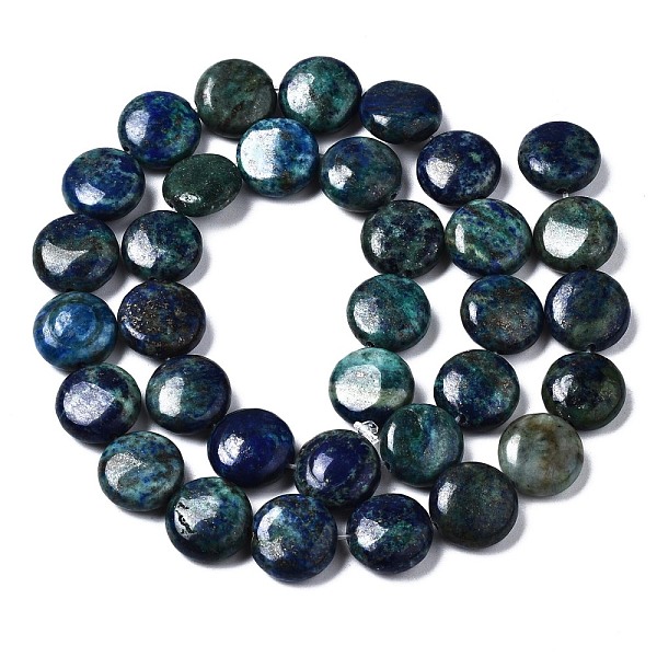

PandaHall Natural Chrysocolla and Lapis Lazuli Beads Strands, Flat Round, 12~12.5x5~6mm, Hole: 1mm, about 39pcs/strand, 15.87 inch(40.3cm)...