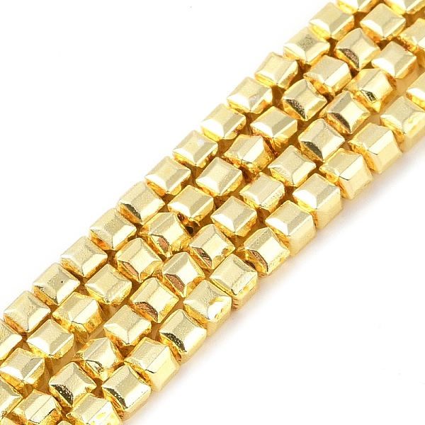 

PandaHall Electroplated Synthetic Non-Magnetic Hematite Beads Strands, Faceted Cube, Golden Plated, 4x4x4mm, Hole: 1mm, about 139pcs/strand...