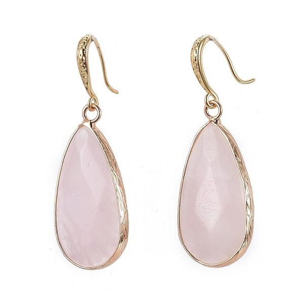 

PandaHall Teardrop Natural Rose Quartz Dangle Earrings, with Brass Earring Hooks, Packing Box, Real 18K Gold Plated, 45.5~46mm, Pin: 0.7mm..., Pink