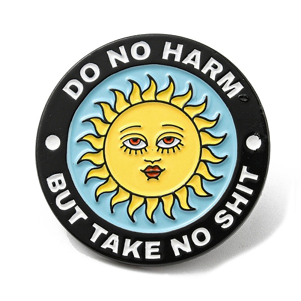 

PandaHall Flat Round Enamel Pin, Word Do No Harm But Take No Shit Alloy Brooch for Backpack Clothes, Sun, 30.5x1.6mm Alloy+Enamel Sun