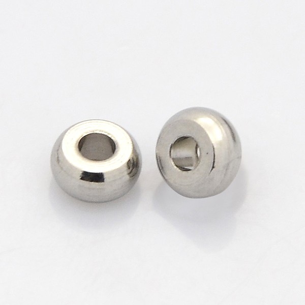

PandaHall Rondelle 304 Stainless Steel Beads, Stainless Steel Color, 6x3mm, Hole: 2mm 304 Stainless Steel Rondelle