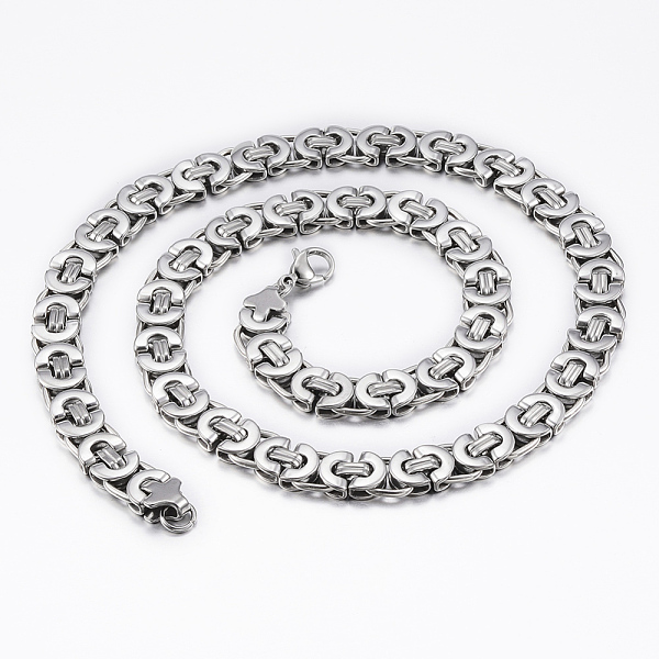 

PandaHall 304 Stainless Steel Byzantine Chain Necklaces, with Lobster Claw Clasps, Stainless Steel Color, 24 inch(61cm) Stainless Steel