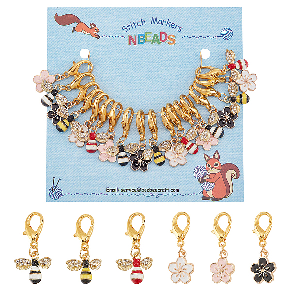 

PandaHall 12 Pcs Glass Pearl Stitch Markers, Alloy Enamel Crochet Stitch Marker Charms Locking Stitch Marker for Knitting Weaving Sewing..., Multicolor