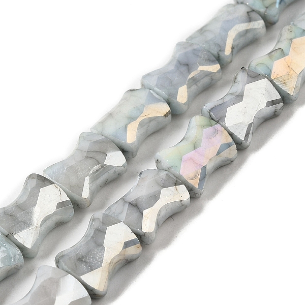 

PandaHall Electroplate Glass Beads Strands, Rainbow Plated, Faceted, Bamboo, Light Grey, 11x8.5x5.5mm, Hole: 1.4mm, about 40pcs/strand...