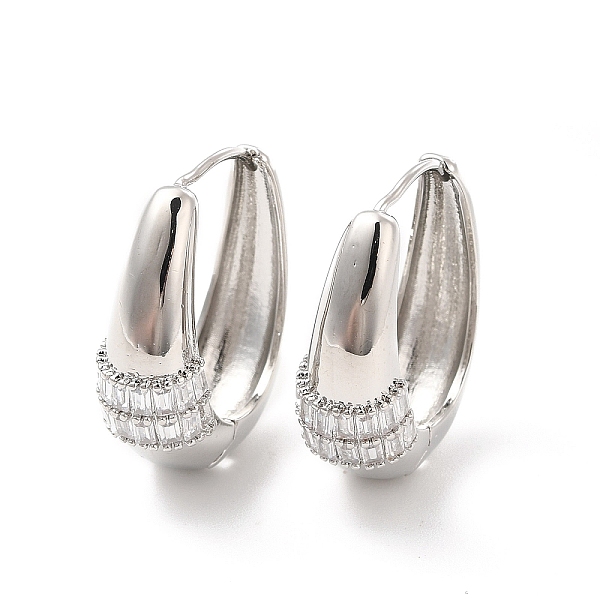 

PandaHall Clear Cubic Zirconia Hinged Hoop Earrings, Brass Jewelry for Women, Cadmium Free & Lead Free, Platinum, 24.5x21x8.5mm, Pin...