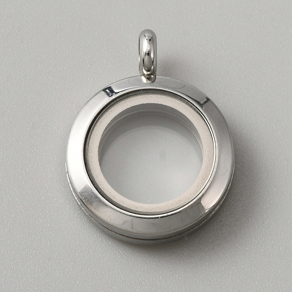 

PandaHall 304 Stainless Steel Locket Pendants, Double Sides with Glass, DIY Accessories for Jewelry Pendant Making, Flat Round Charm..., Clear