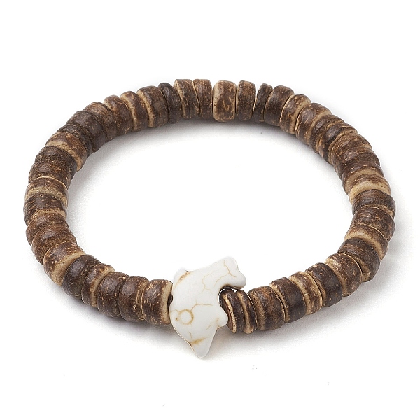 

PandaHall Synthetic Turquoise Dolphin Beads with Natural Coconut Beaded Stretch Bracelets, 1/4 inch(0.8cm), Inner Diameter: 2-1/8 inch...