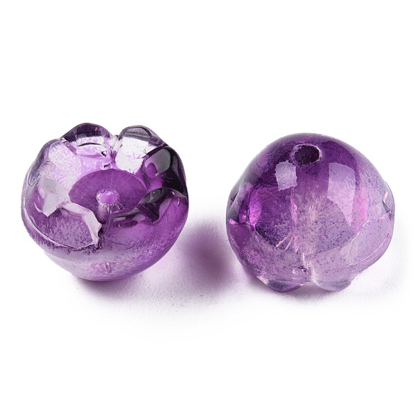 

PandaHall Transparent Spray Painted Glass Beads, Flower, Purple, 9x13x13mm, Hole: 1.6mm Glass Flower Purple