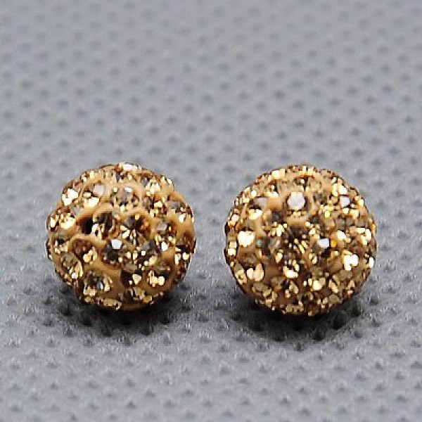 

PandaHall Round Polymer Clay Czech Glass Rhinestone Beads, Pave Disco Ball Beads, 246_Lt. Colorado Topaz, PP9(1.5~1.6mm), 8mm, Hole: 1mm..., Yellow