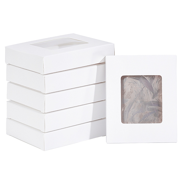 PandaHall BENECREAT 30Packs 10x8x2cm Clear PVC Window Gift Boxes, Rectangle White Kraft Paper Present Boxes for Fake Nails, Mini Crafts...