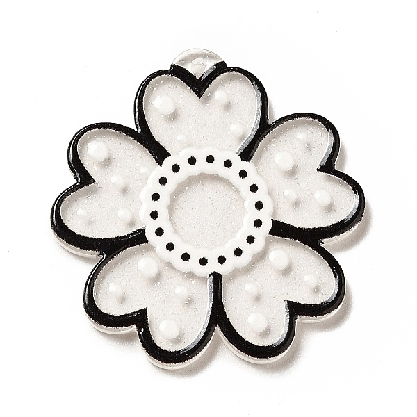 

PandaHall Transparent Printed Acrylic Pendants, Flower Charm, Black, 35x34x2.5mm, Hole: 1.5mm Acrylic Flower Black