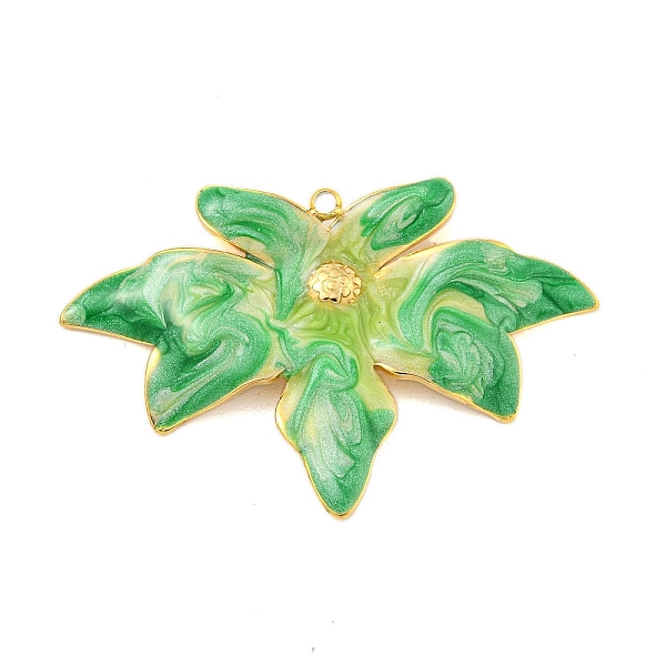 

PandaHall Ion Plating(IP) 304 Stainless Steel Pendants, with Enamel, Real 18K Gold Plated, Leaf Charm, Lime Green, 40x26x3mm, Hole: 1.2mm..., Multicolor