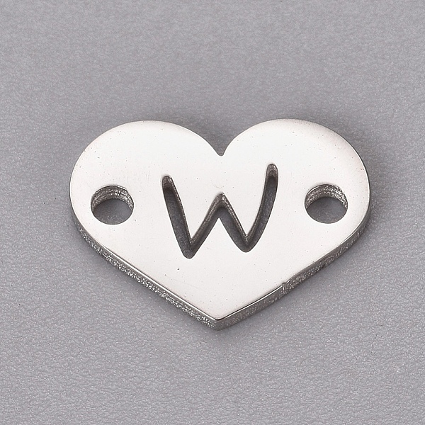 

PandaHall 304 Stainless Steel Links, Heart with Letter, Stainless Steel Color, Letter.W, 9x12x1mm, Hole: 1.2mm 304 Stainless Steel Heart