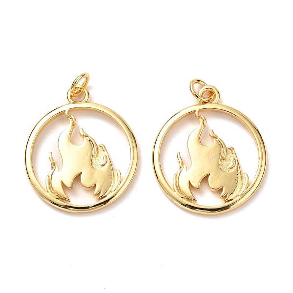 

PandaHall Brass Pendants, with Jump Ring, Long-Lasting Plated, Flat Round with Fire, Real 18K Gold Plated, 23.5x20x2mm, Hole: 3mm, Jump Ring...