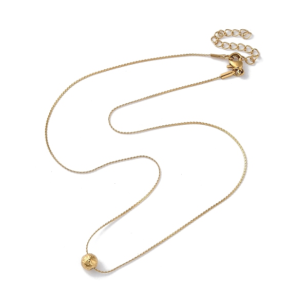 

PandaHall Ion Plating(IP) 304 Stainless Steel Round Ball Pendant Necklaces for Women, Golden, 15.79 inch(40.1cm) 304 Stainless Steel Round