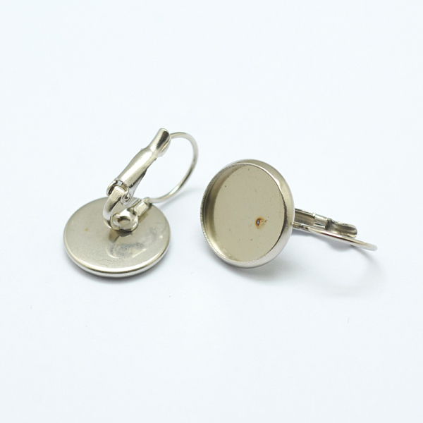 

PandaHall 304 Stainless Steel Leverback Earring Settings, Flat Round, Stainless Steel Color, Tray: 12mm, 23~26x14x2mm, Pin: 1mm 304...