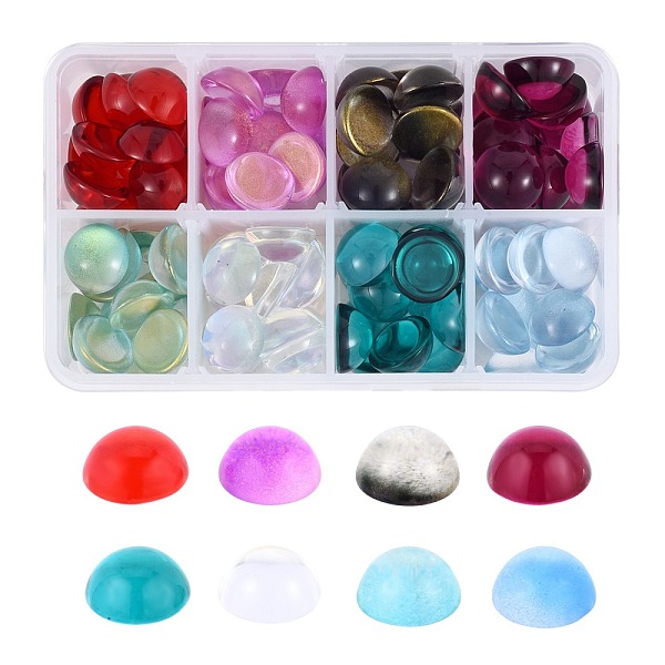 

PandaHall 80Pcs 8 Colors Transparent Glass Cabochons, AB Color Plated, Half Round/Dome, Mixed Color, 14x7mm, 10pcs/color Glass Half Round..., Multicolor