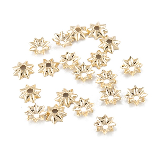 

PandaHall Multi-Petal Brass Bead Caps, Long-Lasting Plated, Rack Plating, Flower, Real 14K Gold Plated, 5x1mm, Hole: 1mm Brass