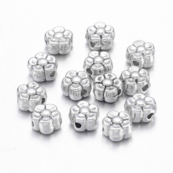 PandaHall Tibetan Style Alloy Beads, Lead Free & Nickel Free & Cadmium Free, Flower, Great for Mother's Day Gifts making, Antique Silver...