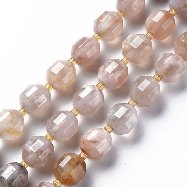 

PandaHall Natural Cherry Blossom Agate Beads Strands, Faceted, with Seed Beads, Double Terminated Point Prism Beads, Bicone...