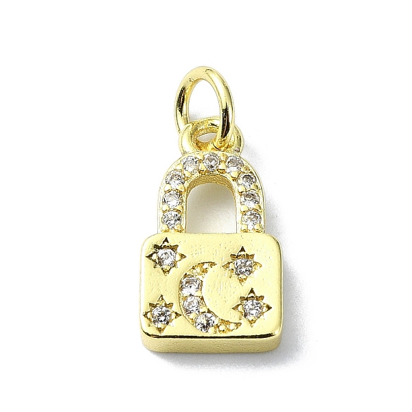 

PandaHall Brass Micro Pave Claer Cubic Zirconia Charms, with Jump Ring, Real 18K Gold Plated, Lock, 14x7.5x2.5mm, Hole: 3mm Brass+Cubic..., Clear