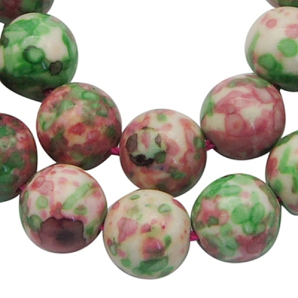 Perles synthétiques en jade blanc océan (pierre de pluie)